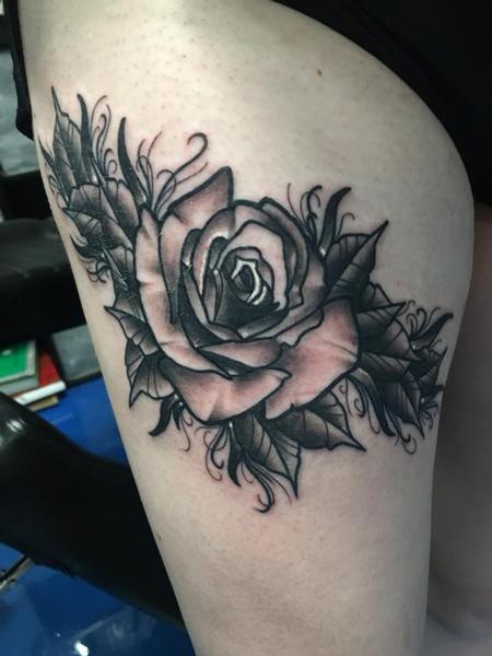 Rose with leafs by Jake 